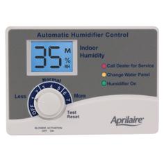 Aprilaire whole-home humidifier control panel display that says 35% relative humidity